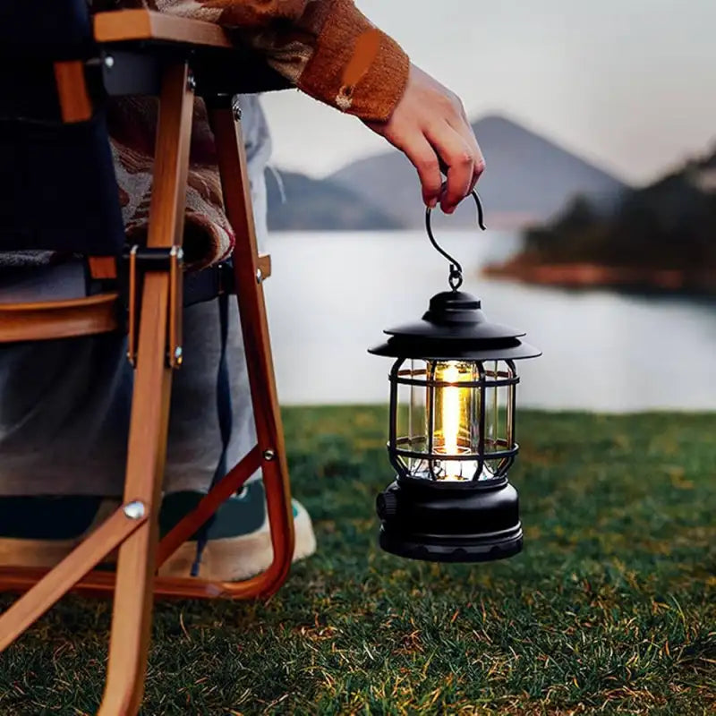 Rechargeable Retro Camping Lamp ( Black )